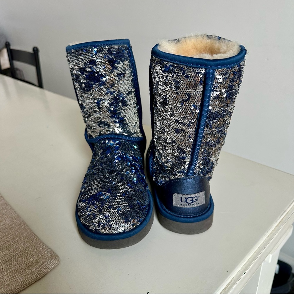 UGG Blue and Silver Sequin Boots